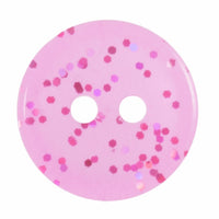 2 Hole Button - Transparent Glitter Pink