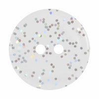 2 Hole Button - Transparent Glitter Clear