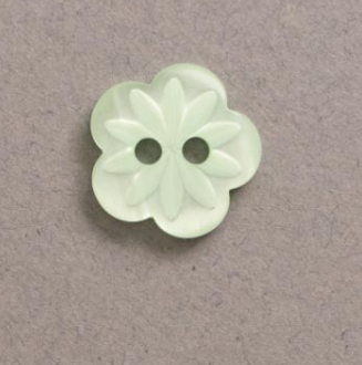 2 Hole Button - Floral Curved Edge Mint