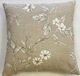 Beige with White & Grey Floral Cushion Cover - 16" x 16"
