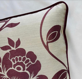 Beige Trailing Roses Piped Cushion Cover - 18" x 18"
