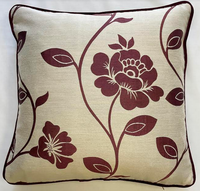 Beige Trailing Roses Piped Cushion Cover - 18" x 18"