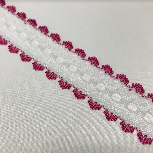Knitted Lace Trim - Cerise