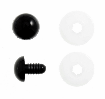 Toy Eyes - Solid 9mm - Black. 8 Pack