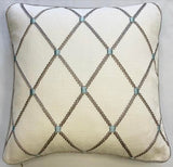 Embroidered Diamond Piped Cushion Cover - 16" x 16"