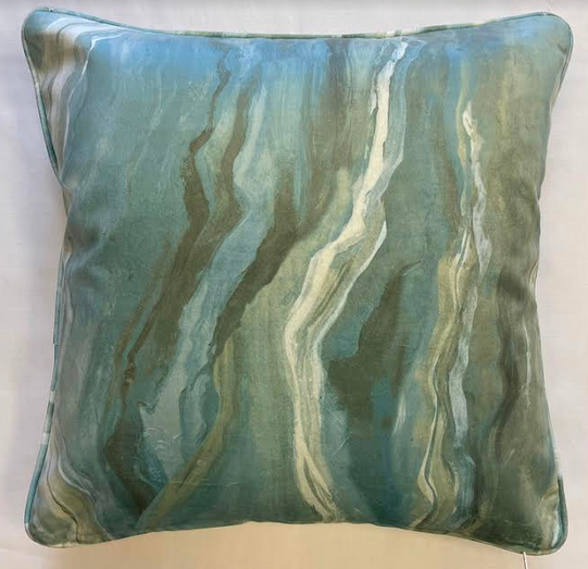 Wavy Green Piped Cushion Cover - 18" x 18"