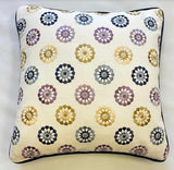 Embroidered Multi Floral Piped Cushion Cover - 16" x 16"