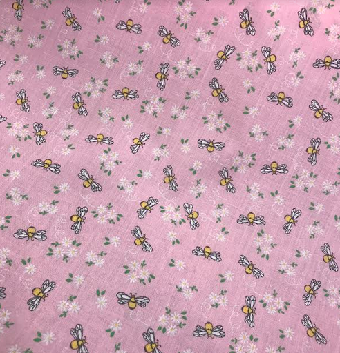 Poly Cotton Print - Pink Bees 1801 KF7631