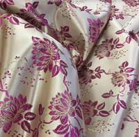 Polyester/Metallic Brocade - Cerise Floral