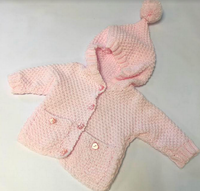Hand Knitted Baby Hooded Jacket - Pink (EX DISPLAY)