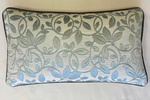 Shiny Duck Egg Leaf Piped Cushion Cover - 20" x 12"