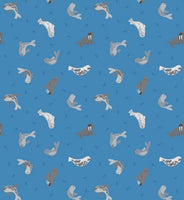 Small Things...Polar Animals - Seals On Surf Blue With Pearl (SM43.3)