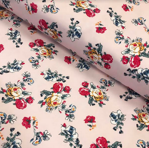 Stretch Cotton - Pink Floral TE35