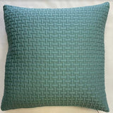 Dull Turquoise With Geometric Embossed Cushion Cover - 16" x 16"