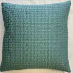 Dull Turquoise With Geometric Embossed Cushion Cover - 16" x 16"