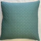 Dull Turquoise With Geometric Embossed Cushion Cover - 16" x 16"