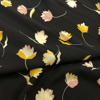 Polyester Print - Yellow/Black Floral D6374
